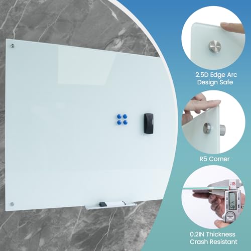 Magnetic Glass Writeboard Tempered Glass Dry Erase Boards Wall Mounted Frameless Whiteboard Bulletin Message Boards