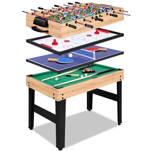 12-in-1 Multi Game Table, Foosball, Air Hockey, Pool and More, Compact Wood Game Table for Home Game Rooms and Family Nights