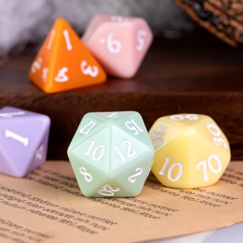 DND Dice Set D&D Polyhedral Dice with Leather Dice Bag (7 Count)