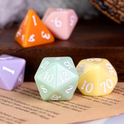 DND Dice Set D&D Polyhedral Dice with Leather Dice Bag (7 Count)