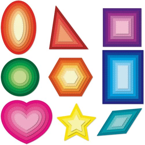 9PCS Metal Cutting Dies Different Shapes Dies Cuts for Scrapbooking Heart Dies for Card Making Rhombus Star Triangle Embossing Template for Handmade DIY Paper Cards Album Decoration (9 Count)