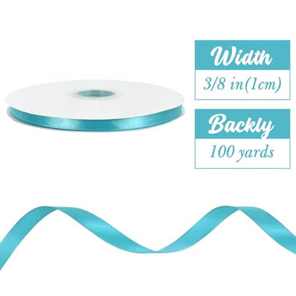 100yds 3 8 Inch Teal Blue Satin Ribbon for Craft Gifts Wrapping