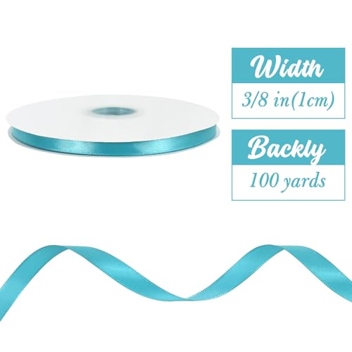 100yds 3 8 Inch Teal Blue Satin Ribbon for Craft Gifts Wrapping