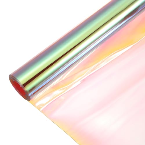 Holographic Clear PVC Vinyl Film Holographic PVC Fabric Waterproof Dichroic Film 12 x 48 Inch for Handbags Bows Earrings DIY Craft