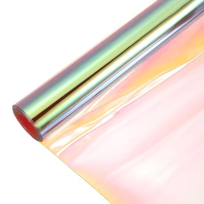 Holographic Clear PVC Vinyl Film Holographic PVC Fabric Waterproof Dichroic Film 12 x 48 Inch for Handbags Bows Earrings DIY Craft