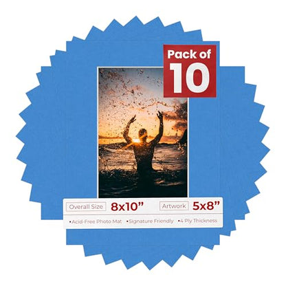 Pack of Ten 8x10 Mats Bevel Cut for 5x8 Photos (10 Count)