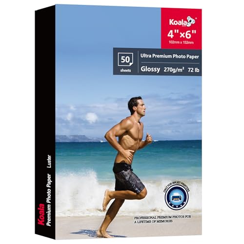 Photo Paper Resin Coated 4x6 In Glossy Photo Printer Paper 72lb (50 Count)