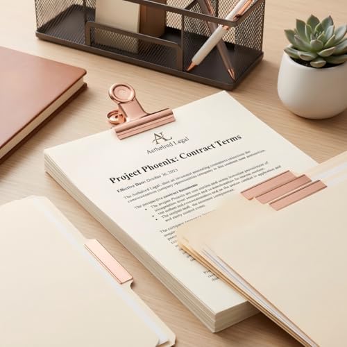 Bulldog Paper Clips Rose Gold (20 Count)