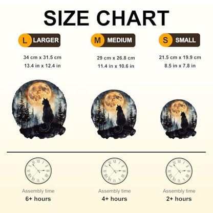 Moon Night Black Cat Puzzles Adults Gifts for Women Men Wooden 100 Pieces 8.5x7.8in