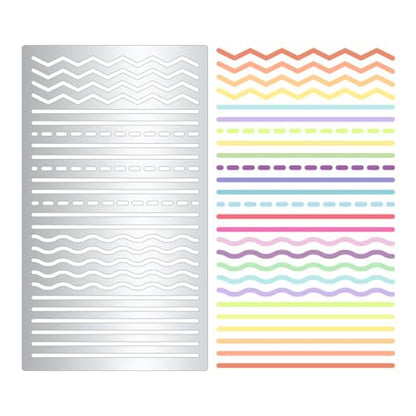Soft Multiple Useful Line Metal Stencils for Painting Straight Line Stencil Template for DIY Crafts Wavy Line Broken Dotted Line for Painting on Wood Wall Scrapbooking Diary Furniture Decor 4''*7''