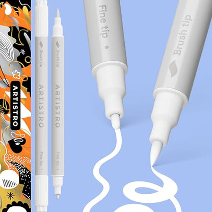 White Dual Tip Acrylic Paint Pens (2 Count)