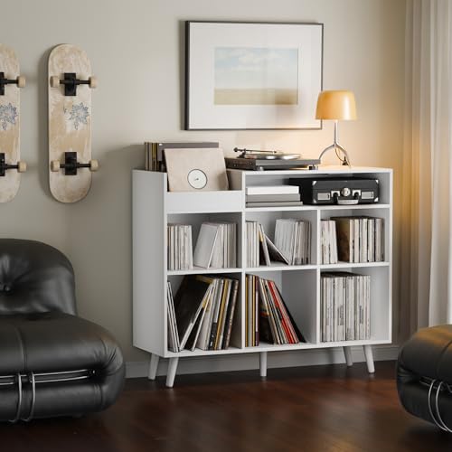 Large Record Player Stand with Vinyl Storage Cabinet