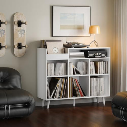 Large Record Player Stand with Vinyl Storage Cabinet