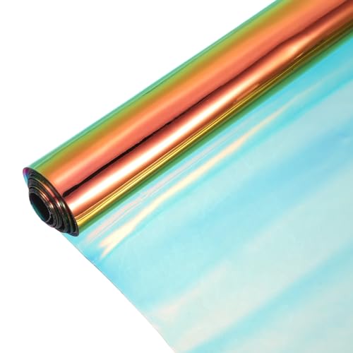 Holographic Clear PVC Vinyl Film Holographic PVC Fabric Waterproof Dichroic Film 12 x 48 Inch for Handbags Bows Earrings DIY Craft