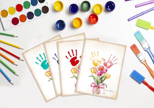 10 Pack Tulips Flower Bouquet Handprint Art (10 Count)