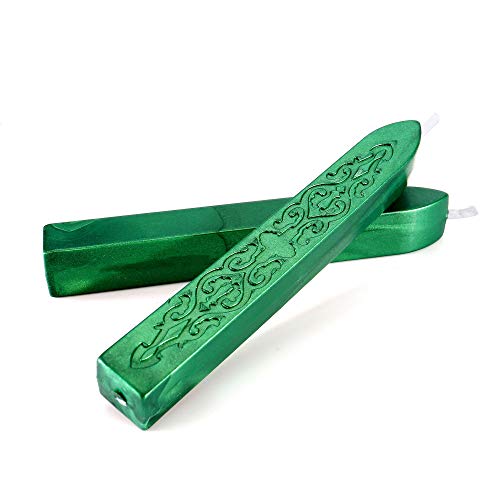 5Pcs Metallic Green Sealing Wax Sticks with Wick for Wax Seal Stamp (5 Count)