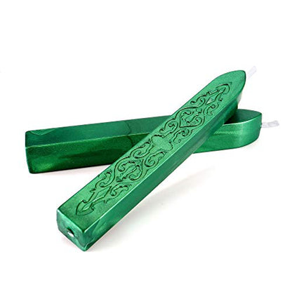 5Pcs Metallic Green Sealing Wax Sticks with Wick for Wax Seal Stamp (5 Count)
