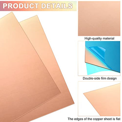 4 Pieces Copper Sheets Plates Metal for Crafts 12 x 12 inch 24 Gauge 0.5mm Thickness No Scratches Pure Copper Sheet for Jewelry Repairs Electrical