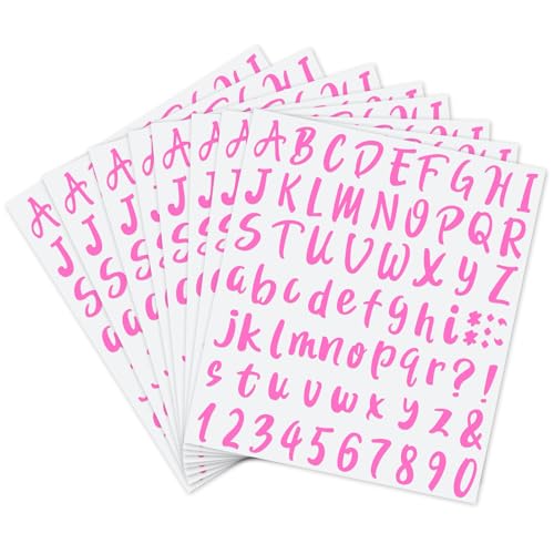 576 Pcs 8 Sheets Letters Stickers Vinyl Alphabet Number Decals Back to School Supplies for Water Bottles Cups Mailbox Scrapbooking Bulletin Board Classroom Decor (8 Count)