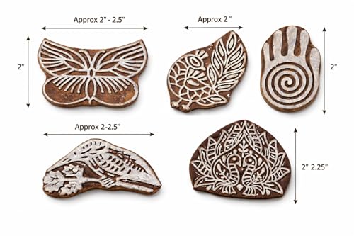 Wooden Stamps for Block Printing on Saree Border (5 Count)