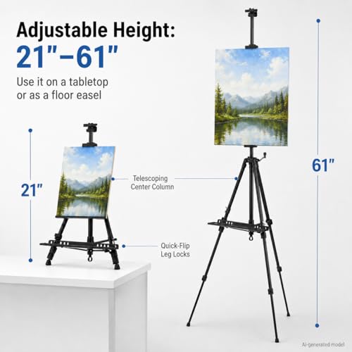 21 61 Inch Adjustable Art Easel Stand for Painting with Tray