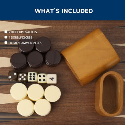 GSE Premium Wooden Inlay Backgammon Board Set