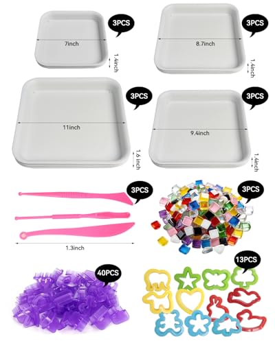 Stepping Stone Molds Kit 12PCS Square Concrete Molds Mosaic Tiles DIY Craft Kit for Kids Adults Garden Outdoor Cement Stone Mold Set with Letter Number Stamps Carving Tools No Concrete Mix
