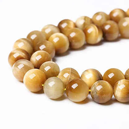76PCS 10mm AAA Natural Tiger Eye Stone Beads Gemstone Round Spacer Loose Beads for Jewelry Making DIY Bracelet