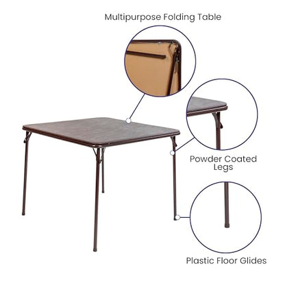Brown 33.5" Square Folding Table