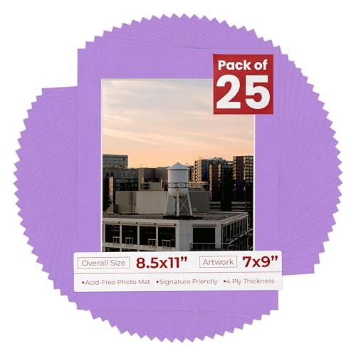 Pack of 25 Acid Free 8.5x11 Mats Bevel Cut for 7x9 Photos (25 Count)