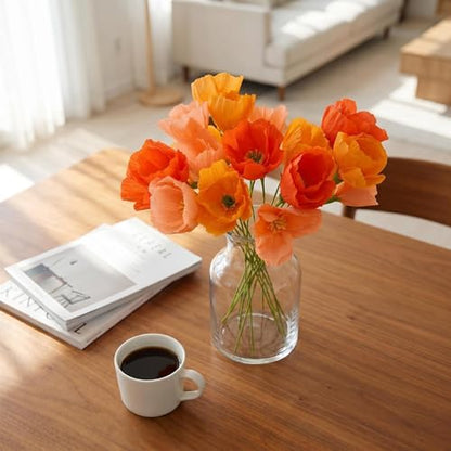Orange Crepe Paper Poppy Flower DIY Making Kit Home Decoration Table Decor Pack of 24 pcs