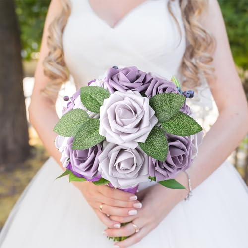 Pale Lavender Rose 25pcs Real Looking Artificial Flowers w