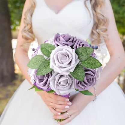 Pale Lavender Rose 25pcs Real Looking Artificial Flowers w
