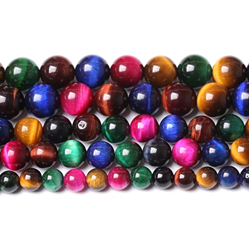 90pcs 4mm AAA Natural Colorful Tiger Eye Stone Beads Gemstone Round Spacer Loose Beads for Jewelry Making DIY Bracelet Necklace