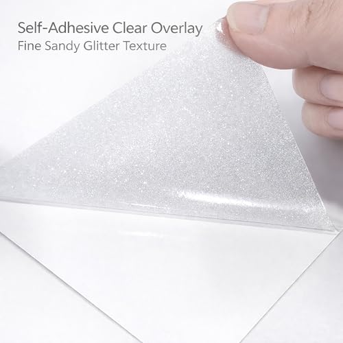 25 Sheets Sandy Glitter Clear Laminate Sheets Self Adhesive Glitter Paper (25 Count)