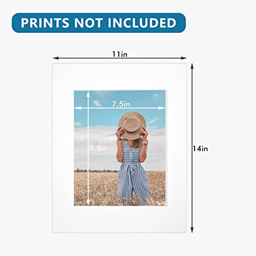 10 Pack Pre Cut 11x14 White Picture Mats for 8x10 Photos