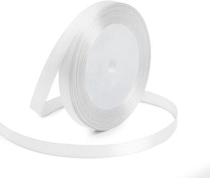 KMER LIFE 3/8 Inches x 25 Yards White Satin Ribbon Solid Fabric Ribbons for Crafts, Wedding Decor, DIY Hair Accessories, Sewing, Gift Package Wrapping, Valentine's Day Bouquet and More - Crafty Corner