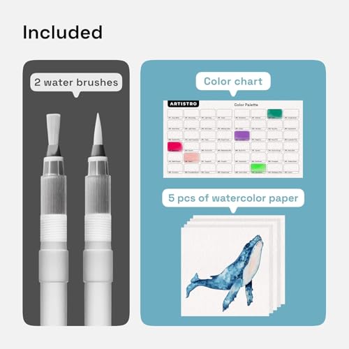 48 Watercolor Markers with Flexible Paint Brush Pens for Pros & Beginners (51 Count)