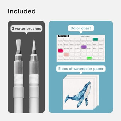 48 Watercolor Markers with Flexible Paint Brush Pens for Pros & Beginners (51 Count)