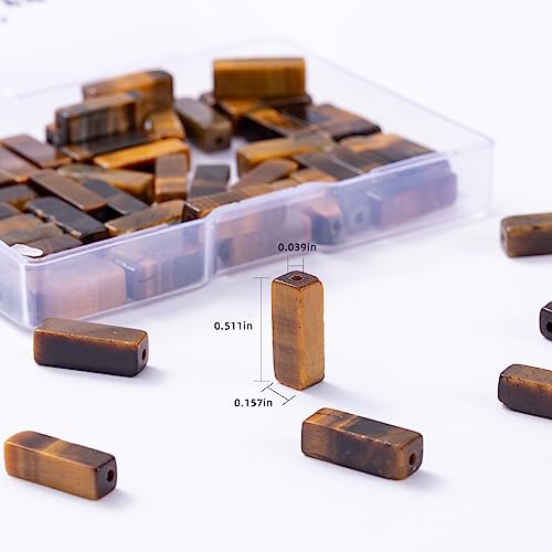 Natural Yellow Tiger Eye Rectangle Tube Beads 4x13mm 38cm (28 Count)
