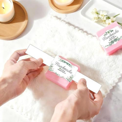 100Pcs Eucalyptus Leaves Soap Wrapper 8 Style Flower Wrap Tape for Homemade Soap (120 Count)