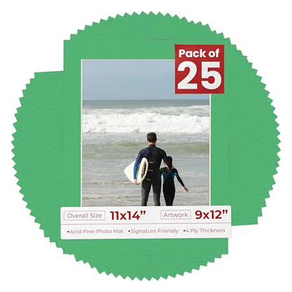 Pack of 25 Acid Free 11x14 Mats Bevel Cut for 9x12 Photos (25 Count)