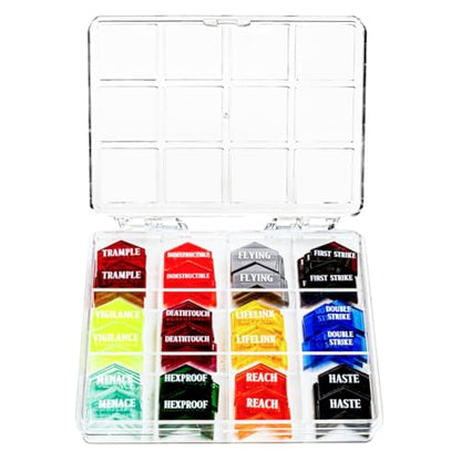 72 Pieces MTG Keyword Counters with Box for Magic The Gathering Colored MTG Creature Stats Buff Tokens MTG Gift Accessories