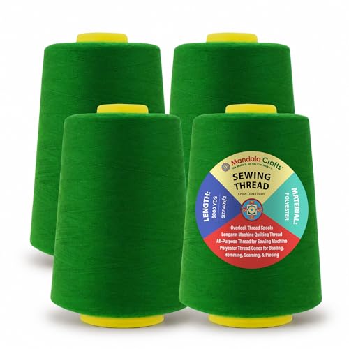 40S 2 Dark Green Polyester 4 Pack of Serger Threads Cones
