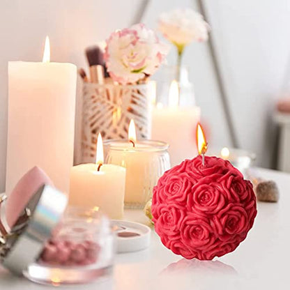 Large Rose Ball Candle Mold 3D Rose Flower Silicone Soap Mold for Fondant