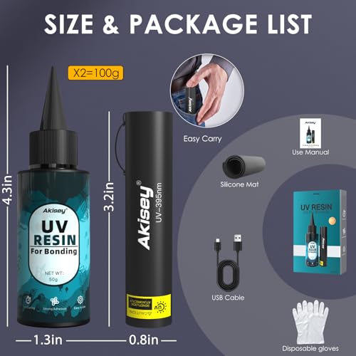 100g UV Resin Kit with Light for Bonding & Fast Curing in Seconds