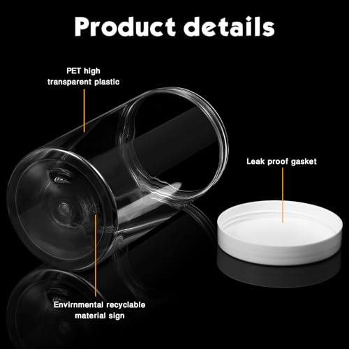 12 Pack 32 oz Plastic Container Jars with Lids Round Clear Travel Cosmetic Container Slime Jars for Toiletries (12 Count)