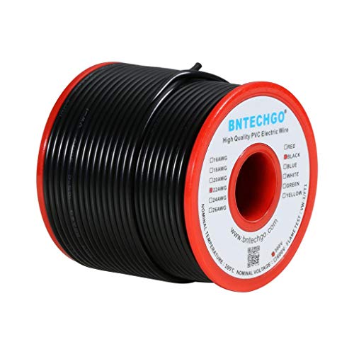 22 Gauge PVC Solid Electric Wire Black 100 ft Hookup Wire
