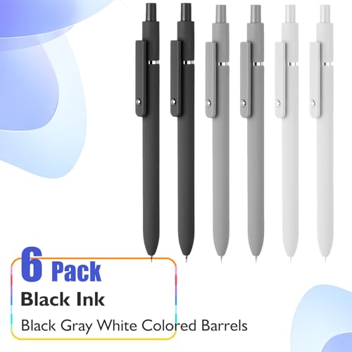 6Pcs 0.5MM Black Ink Gel Pens Smooth Writing (6 Count)