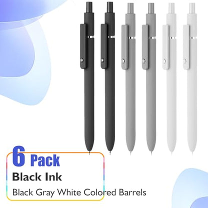6Pcs 0.5MM Black Ink Gel Pens Smooth Writing (6 Count)